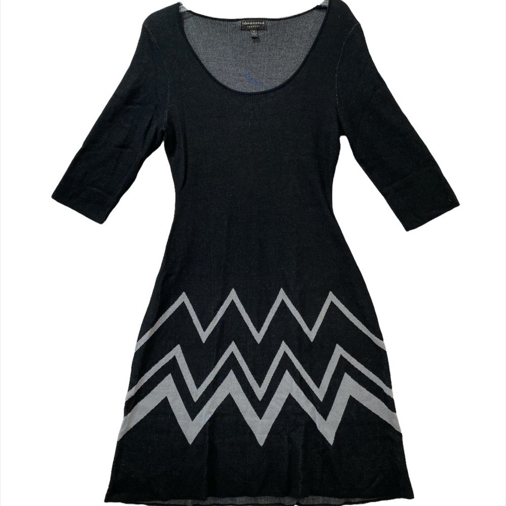 Connected Apparel Sweater Dress Midi Woman's Medium Knit Black 3/4 Sleeve NEW